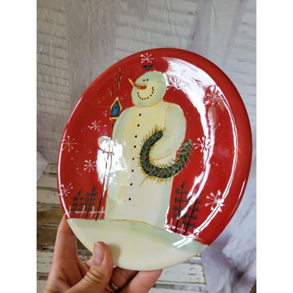 Baxter snowman plate Xmas‎ dinner salad red certifi - Picture 1 of 4